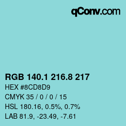 Farbcode: RGB 140.1 216.8 217 | qconv.com