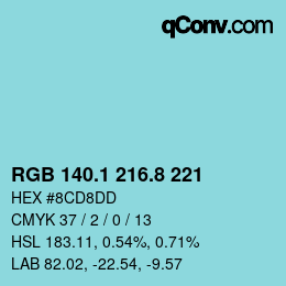 Color code: RGB 140.1 216.8 221 | qconv.com