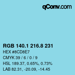 Color code: RGB 140.1 216.8 231 | qconv.com