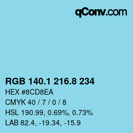 Color code: RGB 140.1 216.8 234 | qconv.com