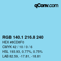 Color code: RGB 140.1 216.8 240 | qconv.com