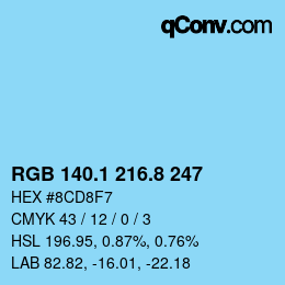 カラーコード: RGB 140.1 216.8 247 | qconv.com