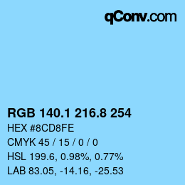 Color code: RGB 140.1 216.8 254 | qconv.com