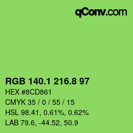 カラーコード: RGB 140.1 216.8 97 | qconv.com