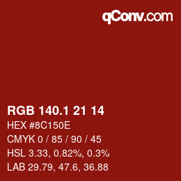 カラーコード: RGB 140.1 21 14 | qconv.com
