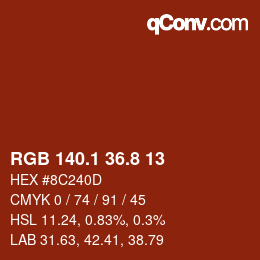 Color code: RGB 140.1 36.8 13 | qconv.com