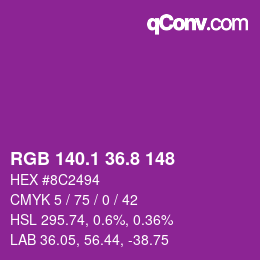 カラーコード: RGB 140.1 36.8 148 | qconv.com