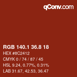 Color code: RGB 140.1 36.8 18 | qconv.com
