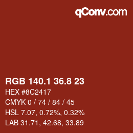 Farbcode: RGB 140.1 36.8 23 | qconv.com