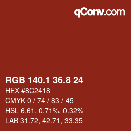 Farbcode: RGB 140.1 36.8 24 | qconv.com