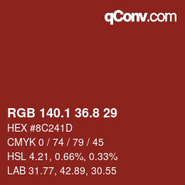 Color code: RGB 140.1 36.8 29 | qconv.com