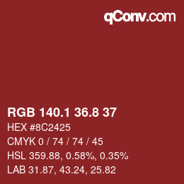 カラーコード: RGB 140.1 36.8 37 | qconv.com