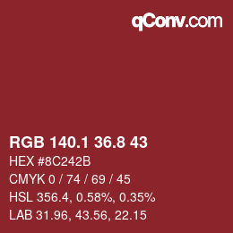 Color code: RGB 140.1 36.8 43 | qconv.com