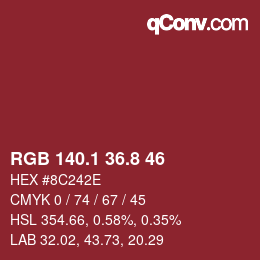 カラーコード: RGB 140.1 36.8 46 | qconv.com