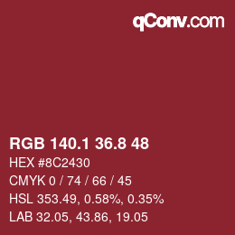 Color code: RGB 140.1 36.8 48 | qconv.com