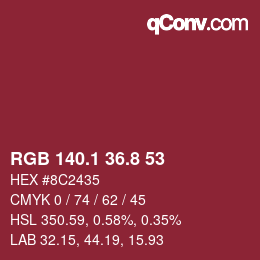 Color code: RGB 140.1 36.8 53 | qconv.com