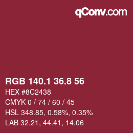 カラーコード: RGB 140.1 36.8 56 | qconv.com