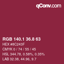 カラーコード: RGB 140.1 36.8 63 | qconv.com