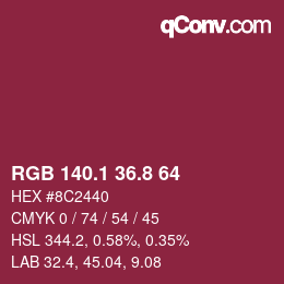 カラーコード: RGB 140.1 36.8 64 | qconv.com