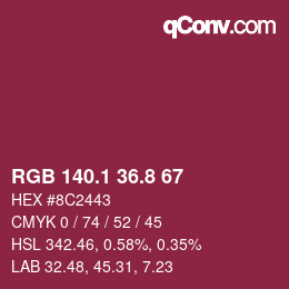 カラーコード: RGB 140.1 36.8 67 | qconv.com