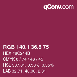 カラーコード: RGB 140.1 36.8 75 | qconv.com