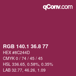 カラーコード: RGB 140.1 36.8 77 | qconv.com