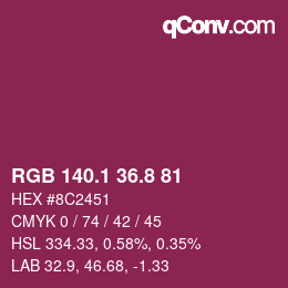 カラーコード: RGB 140.1 36.8 81 | qconv.com