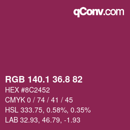 カラーコード: RGB 140.1 36.8 82 | qconv.com