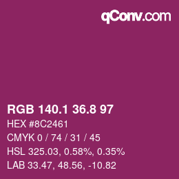 カラーコード: RGB 140.1 36.8 97 | qconv.com