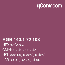 カラーコード: RGB 140.1 72 103 | qconv.com