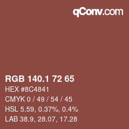 カラーコード: RGB 140.1 72 65 | qconv.com