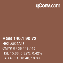 カラーコード: RGB 140.1 90 72 | qconv.com