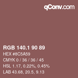 カラーコード: RGB 140.1 90 89 | qconv.com