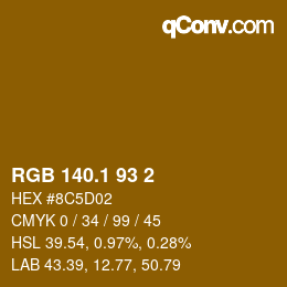 カラーコード: RGB 140.1 93 2 | qconv.com