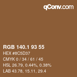 カラーコード: RGB 140.1 93 55 | qconv.com