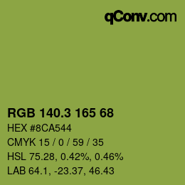 カラーコード: RGB 140.3 165 68 | qconv.com