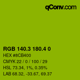 Color code: RGB 140.3 180.4 0 | qconv.com