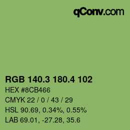 カラーコード: RGB 140.3 180.4 102 | qconv.com
