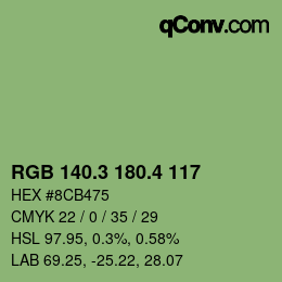 カラーコード: RGB 140.3 180.4 117 | qconv.com