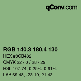 カラーコード: RGB 140.3 180.4 130 | qconv.com