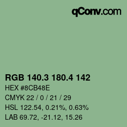 カラーコード: RGB 140.3 180.4 142 | qconv.com