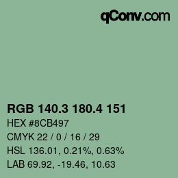 カラーコード: RGB 140.3 180.4 151 | qconv.com