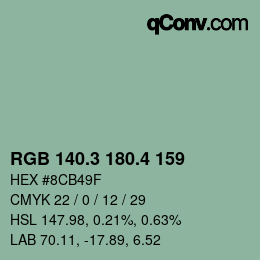 カラーコード: RGB 140.3 180.4 159 | qconv.com