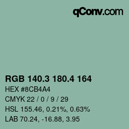 カラーコード: RGB 140.3 180.4 164 | qconv.com