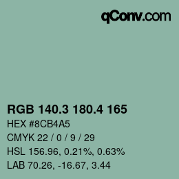 カラーコード: RGB 140.3 180.4 165 | qconv.com