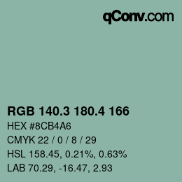 カラーコード: RGB 140.3 180.4 166 | qconv.com