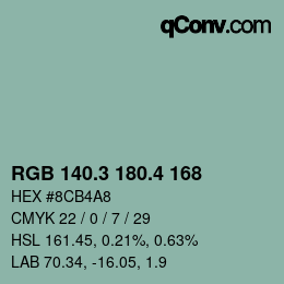 カラーコード: RGB 140.3 180.4 168 | qconv.com