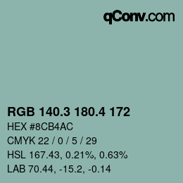 カラーコード: RGB 140.3 180.4 172 | qconv.com