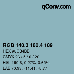 カラーコード: RGB 140.3 180.4 189 | qconv.com