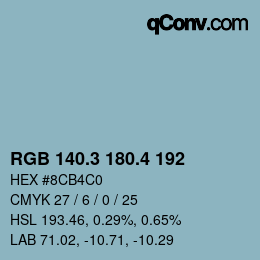 カラーコード: RGB 140.3 180.4 192 | qconv.com